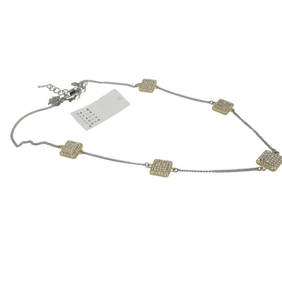 White House Black Market Gold Chain & CZ Neutral Necklace Romantic Luxury NEW - Picture 6 of 11